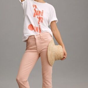 NEW MOTHER Baby Pink Ankle Cropped Flare Jeans 24